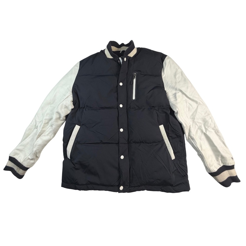Nike Sportswear Destroyer Puffer Varsity Black Jacket White Leather 443874-011 L